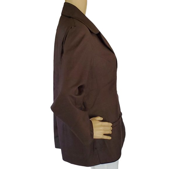 S. Salvatore Chocolate Brown Women's M Blazer Jacket Buttons Pockets - Picture 4 of 12